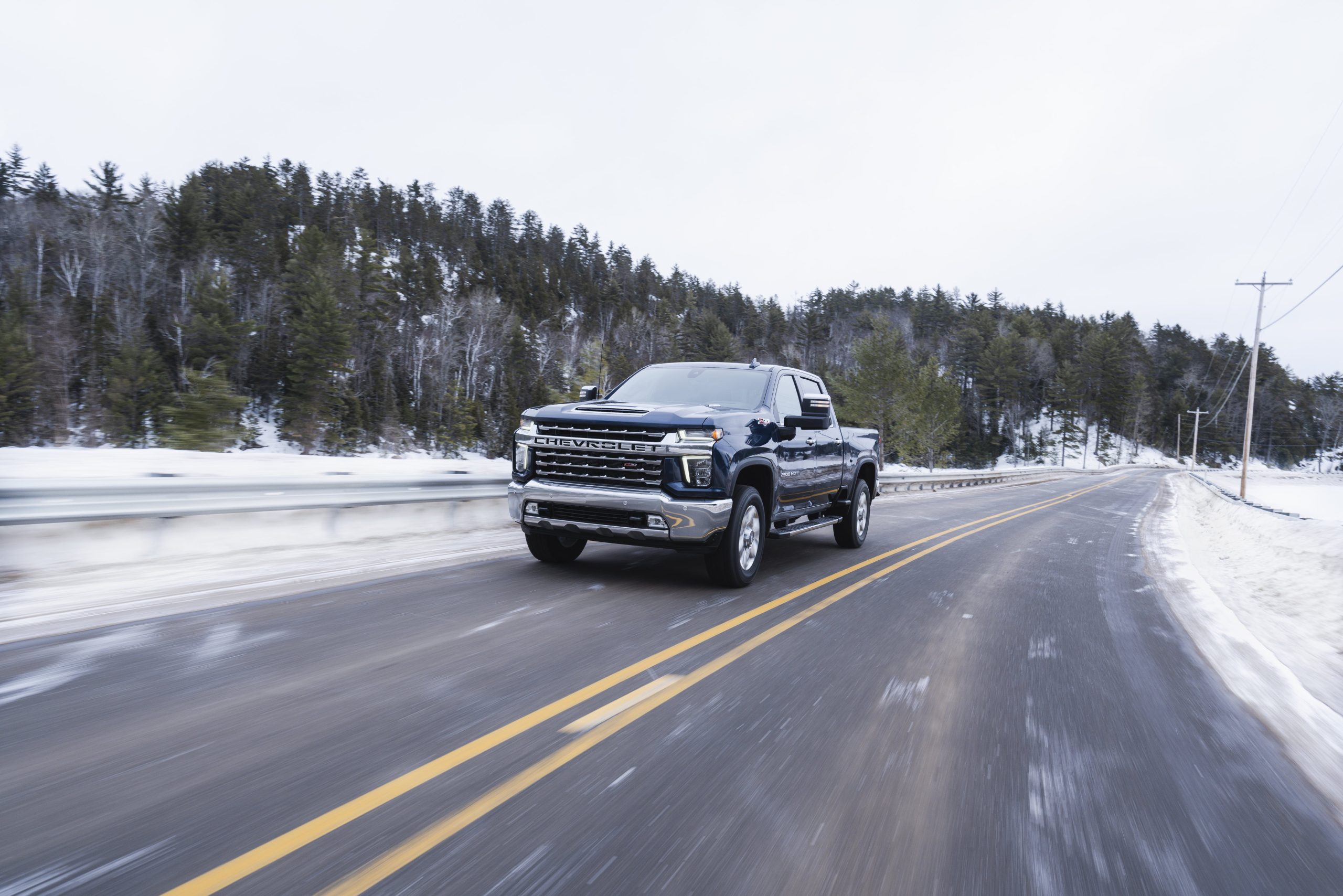 2020 Chevy Silverado driving during winter