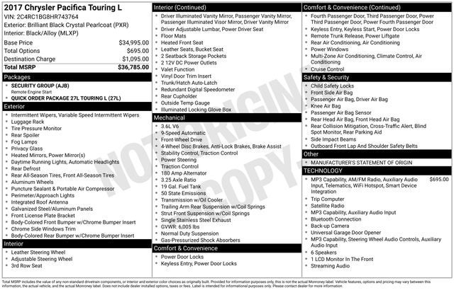 2017 Chrysler Pacifica Touring L