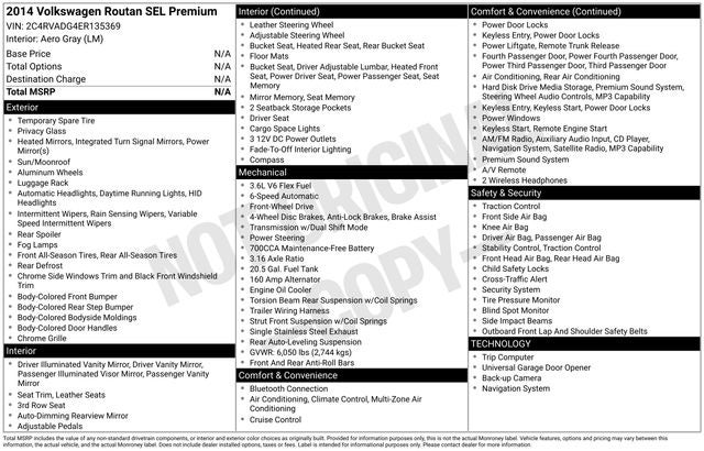 2014 Volkswagen Routan SEL Premium