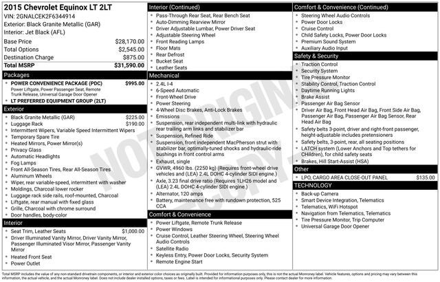 2015 Chevrolet Equinox LT 2LT
