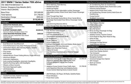 2017 BMW 7 Series 750i xDrive M-Sport