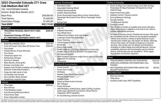 2022 Chevrolet Colorado Z71